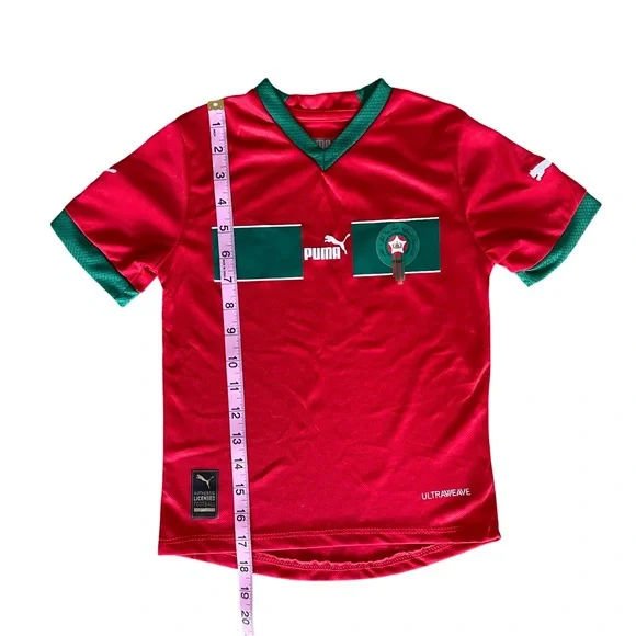 Kids Morocco Soccer Jersey Set Puma FRMF Football Kit Shirt & Shorts Size 4 - Picture 13 of 14